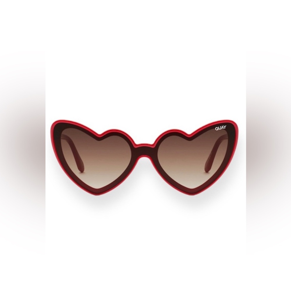 QUAY Love Struck Sunglasses Red Frame Brown Lens Heart Sunnies